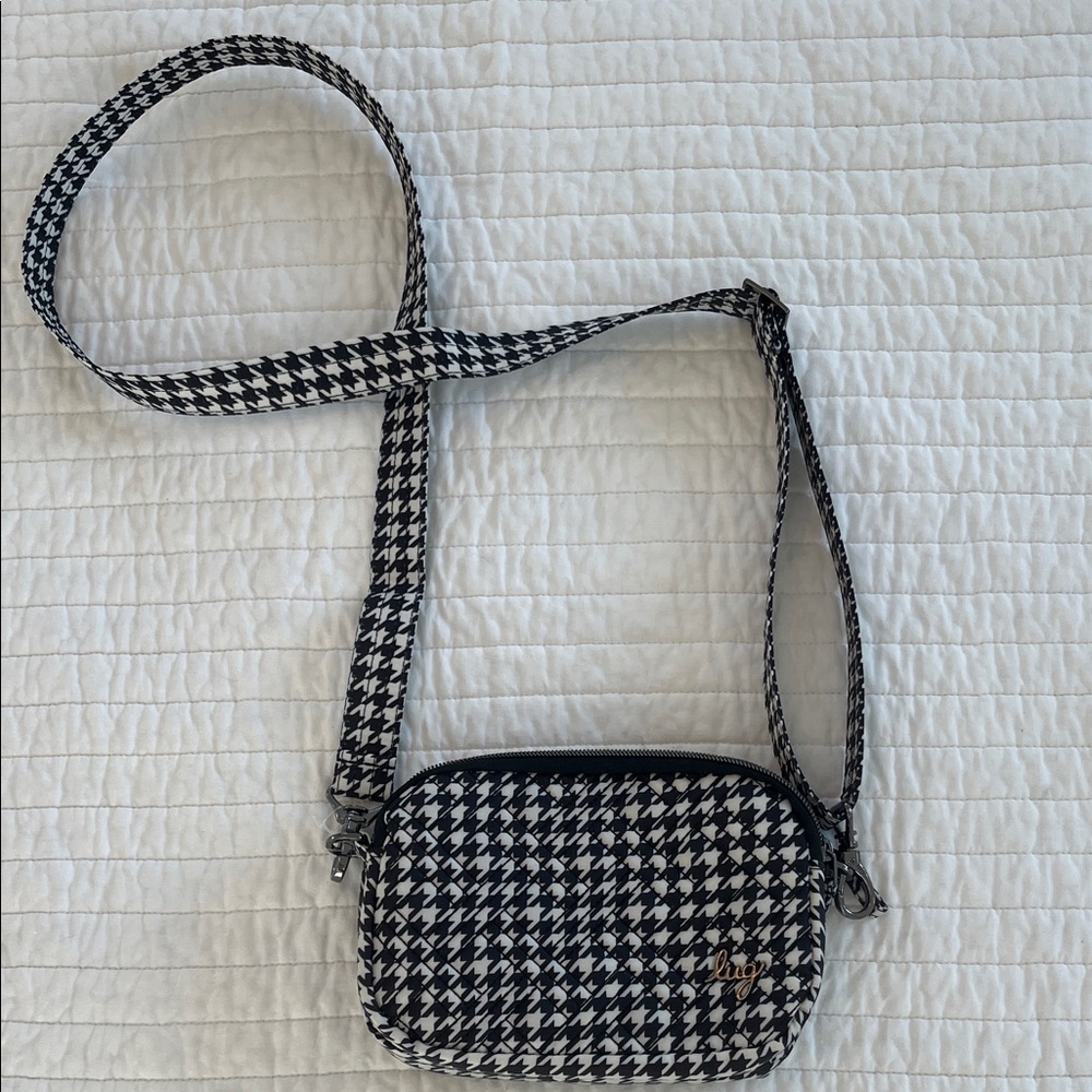 Lug Black and White Houndstooth Crossbody Bag